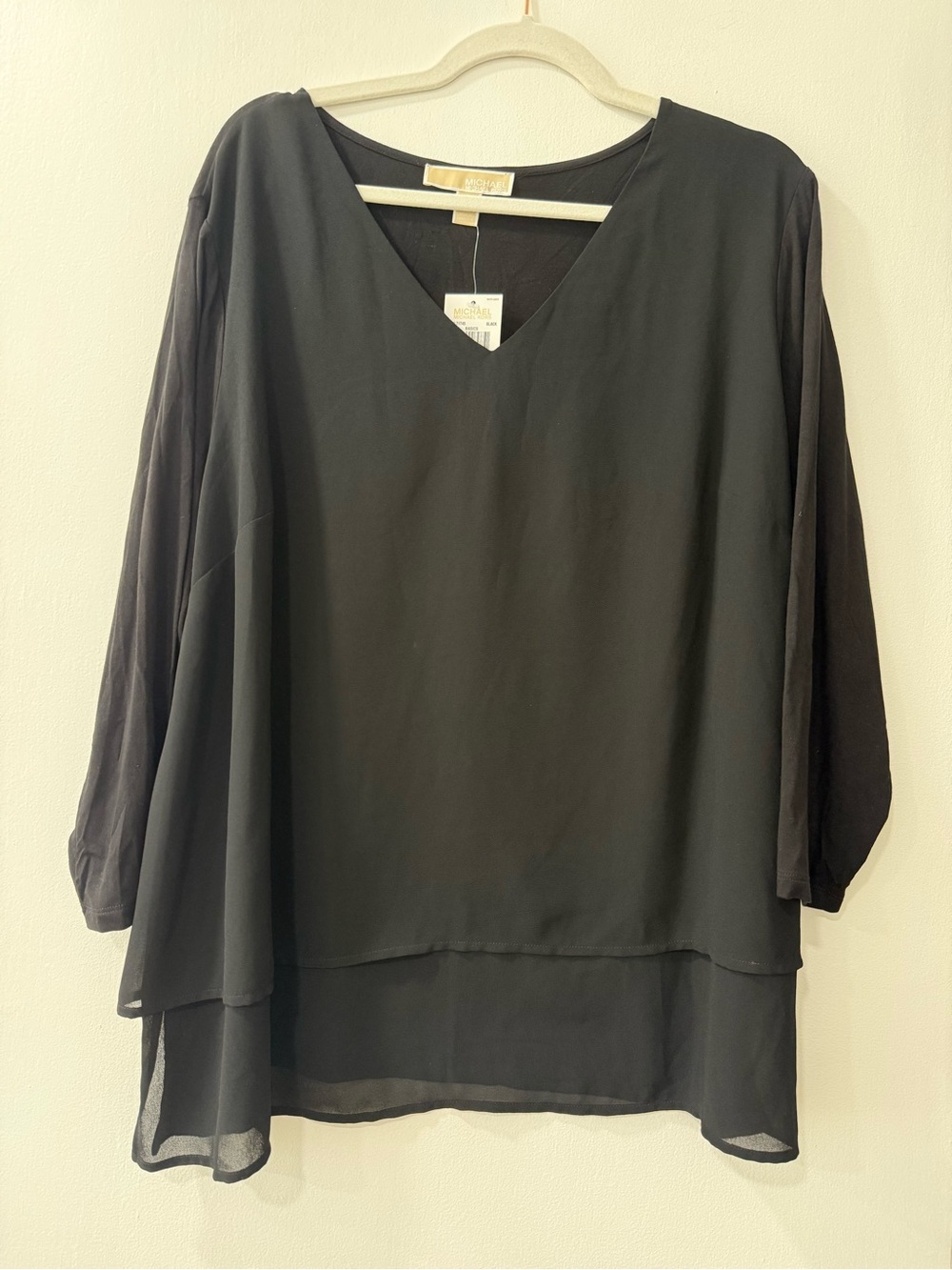 MICHAEL Michael Kors Black Layered V-Neck Tunic Top